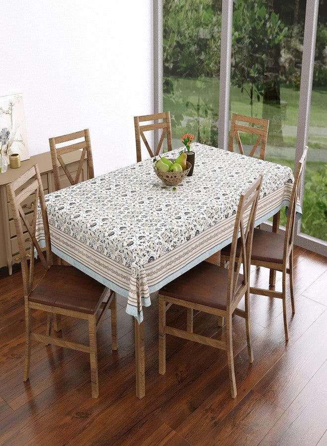 BLOCKS OF INDIA Hand Block/Batik Printed Cotton Rectangular Table Cloth for 6 Seater Dining Table (60 Inch X 90 Inch, Grey Floral, Pack of 1) - Image 3